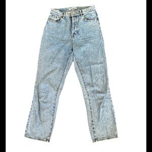 Pac Sun Woman's Blue Button Up Denim High Rise Jeans Straight Leg 26" X 25”